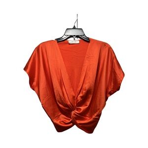 Steps NY Front Twist Satin Batwing Crop Top